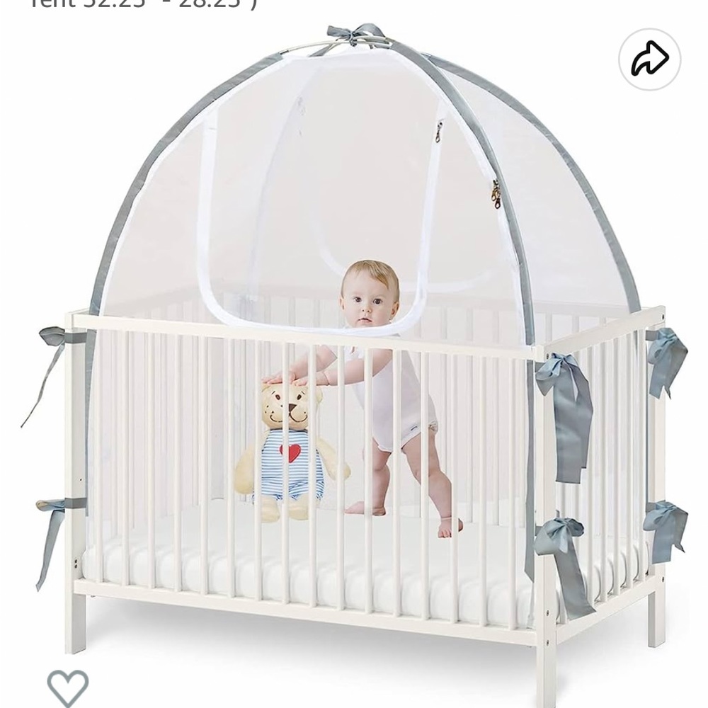 Crib mosquito net for baby toddler crib grey white